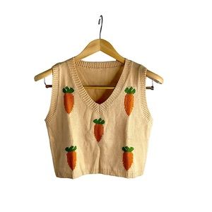 Cropped carrot vest 🥕 , sweater material, like new!